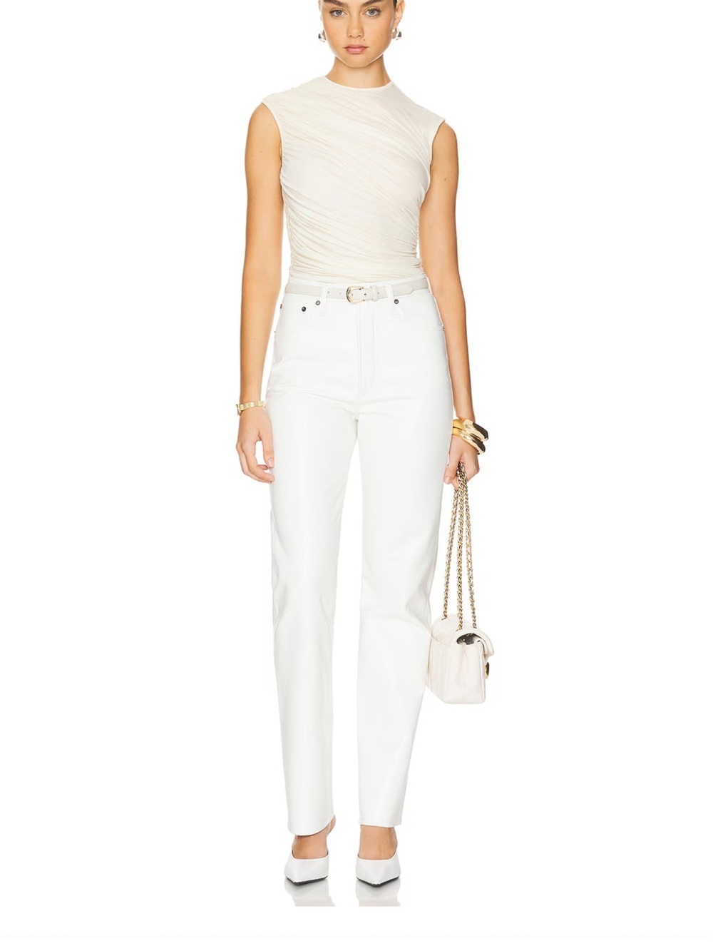 Agolde 90'S HIGH-WAISTED STRAIGHT LEG PANTS WITH PINCH WAIST- Patent Leather
